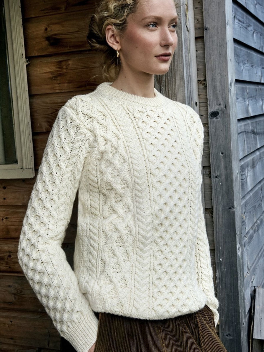 Pull 100 % laine mérinos, col rond, pull creux pour femme, automne hiver,  bas tricoté, haut veste, bleu, L : .fr: Mode