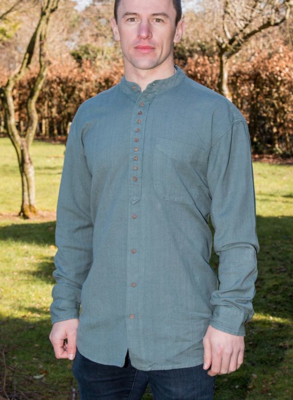Homme Chemise Grandfather - Coloris DUSTY GREEN