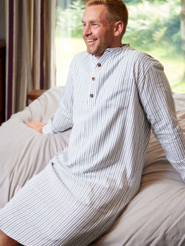 Pyjamas Chaussons Chaussettes Liquette en flanelle de coton - LV2 Blue Double Stripes