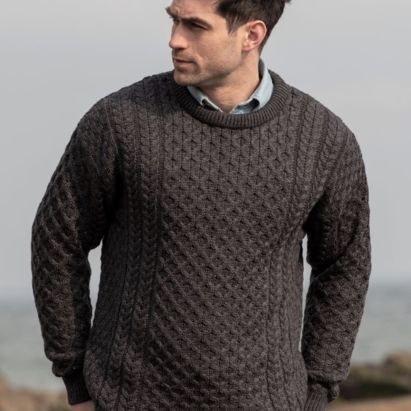 Homme Pull traditionnel col rond en pure laine Mérinos