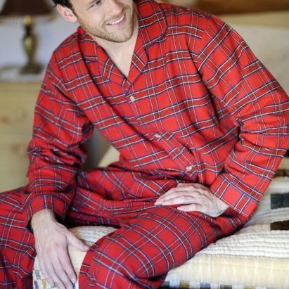 Pyjamas Chaussons Chaussettes Pyjama homme-femme en flanelle de coton