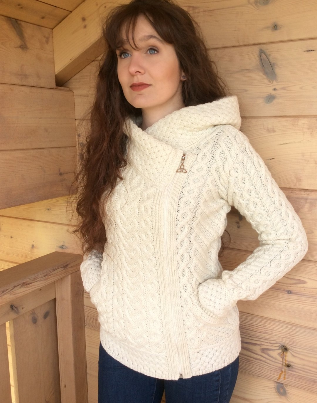 gilet à capuche en laine femme