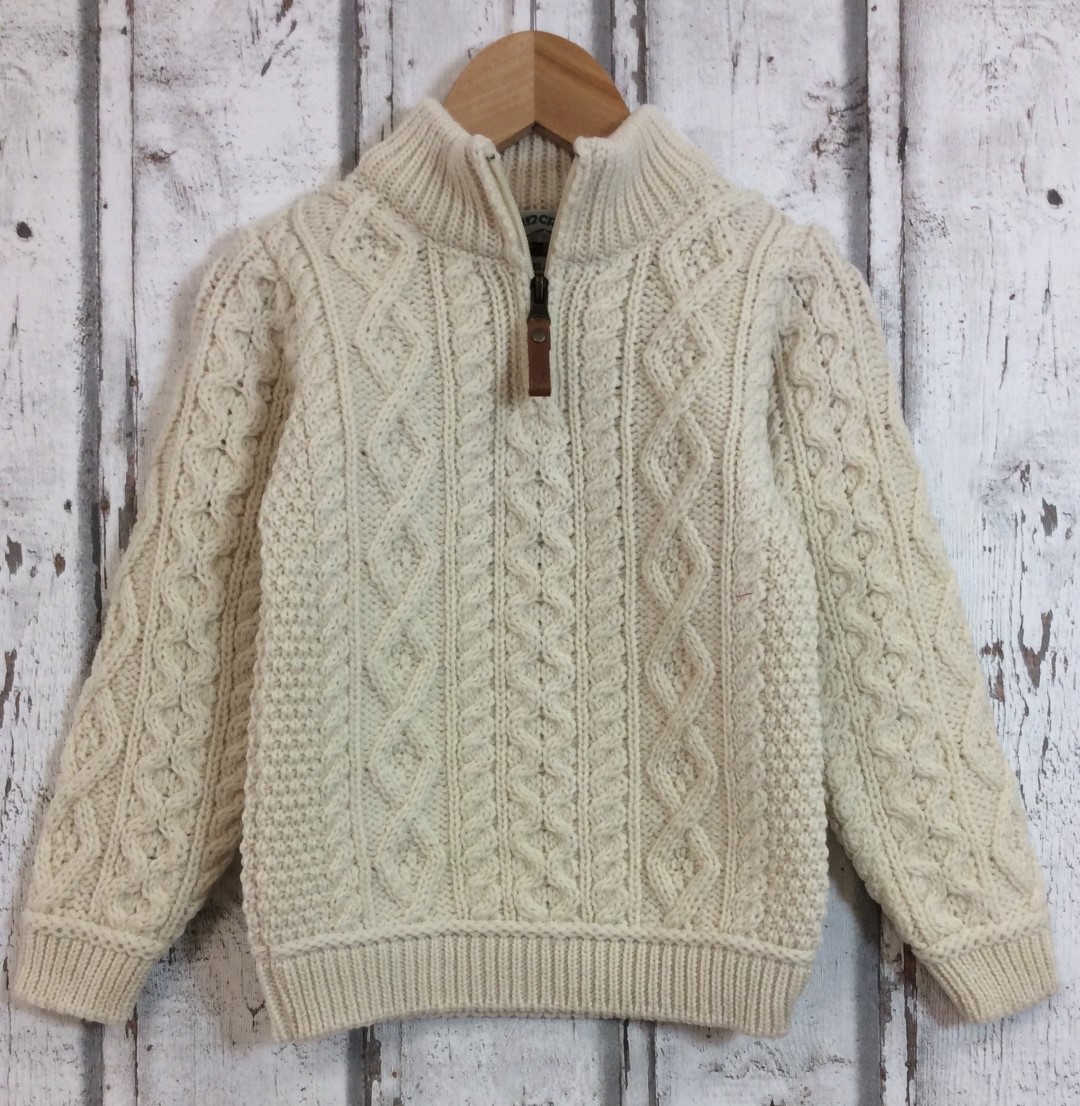 Pull irlandais chaud laine mérinos enfant garçon Aran Crafts