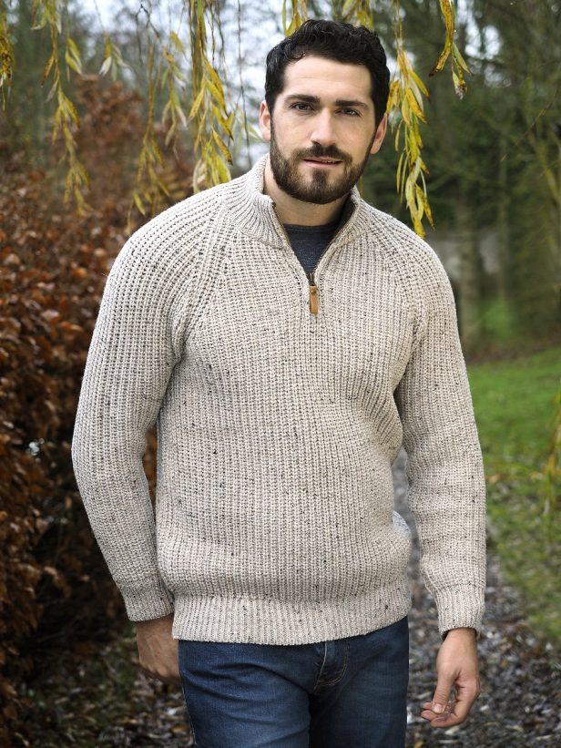Cardigan Long Homme En Laine Mérinos Irlandaise – Maille Aran, Boutons Football, Poches Plaquées - 12