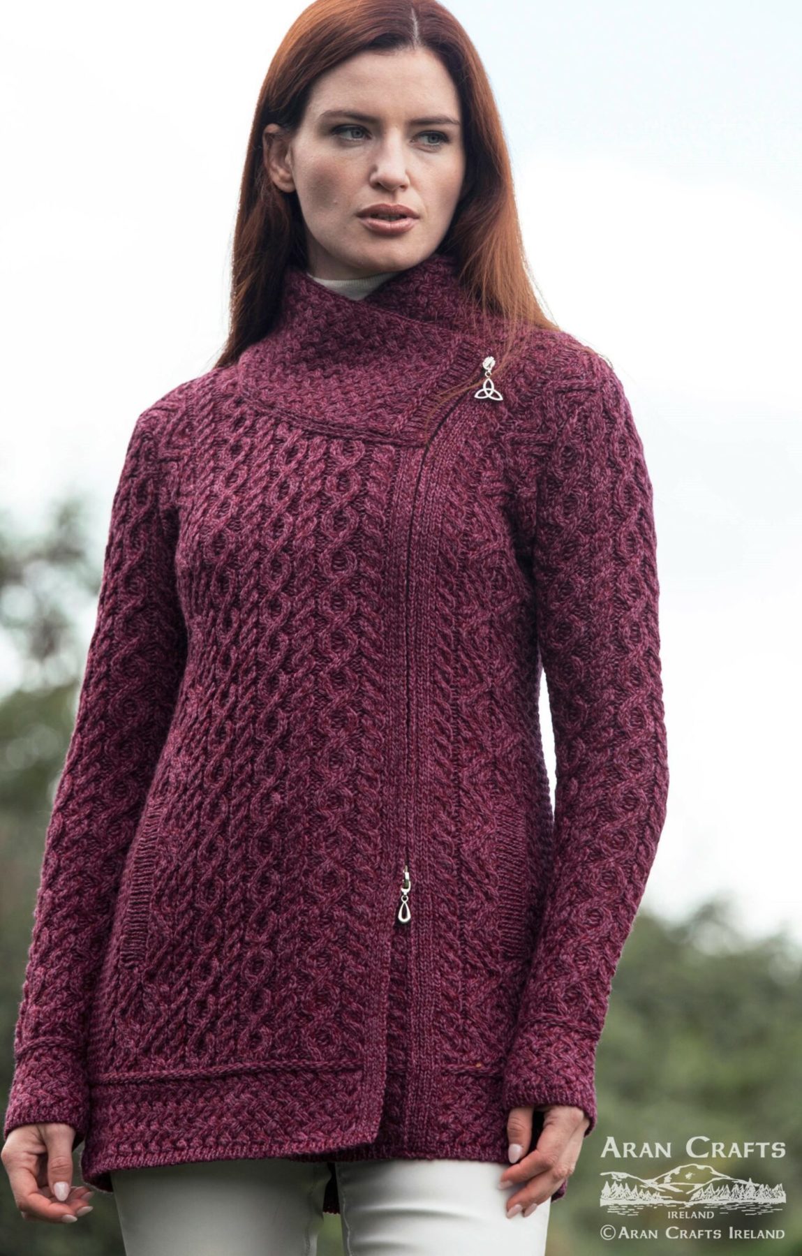 Gilet manteau irlandais chaud pure laine m?�rinos Aran Crafts