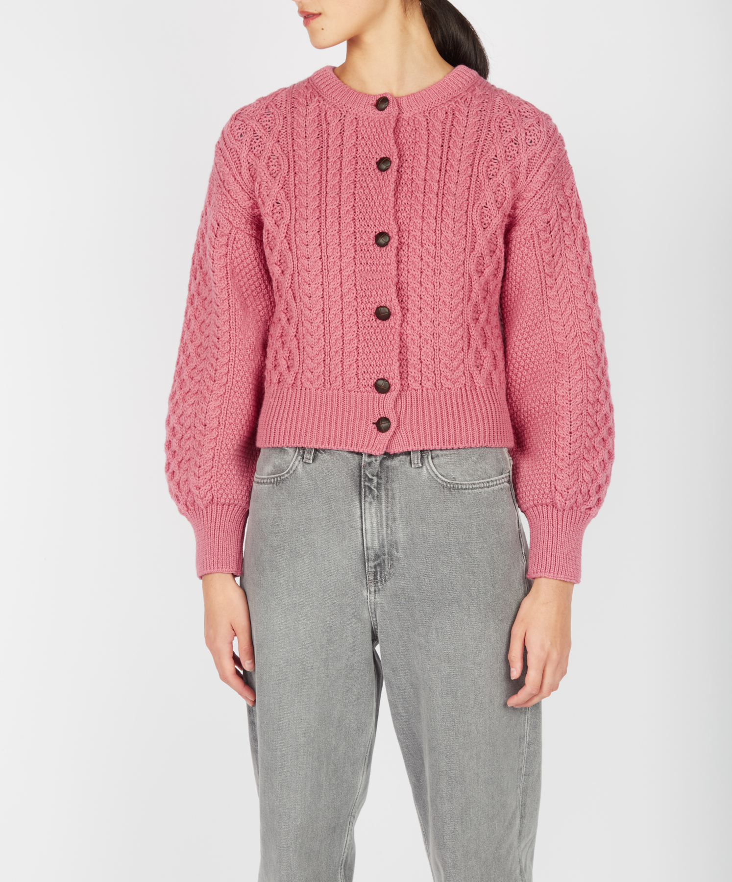 Cardigan/gilet Femme Vintage Basler Taille 42 - Vert Amande, Motifs Fleurs, Années 80 - Très Bon état