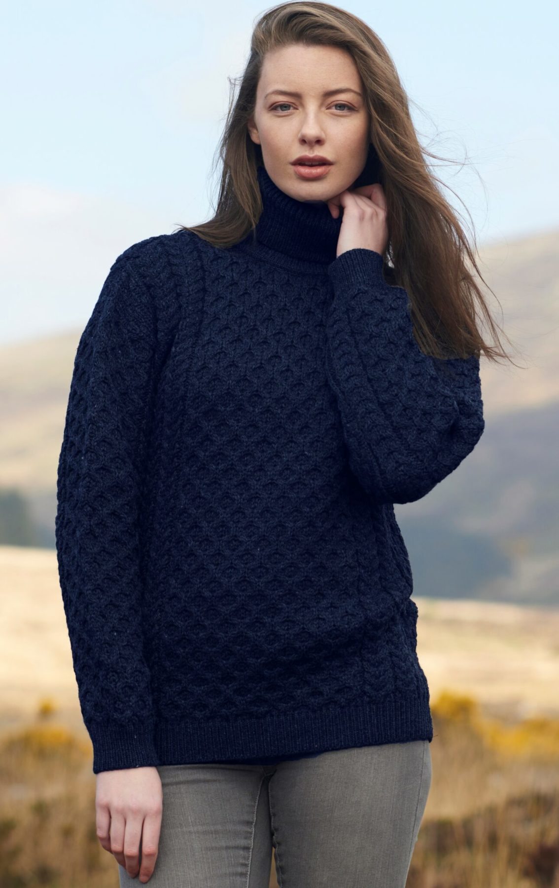 Pull irlandais à col rond - Femme - Pure Laine