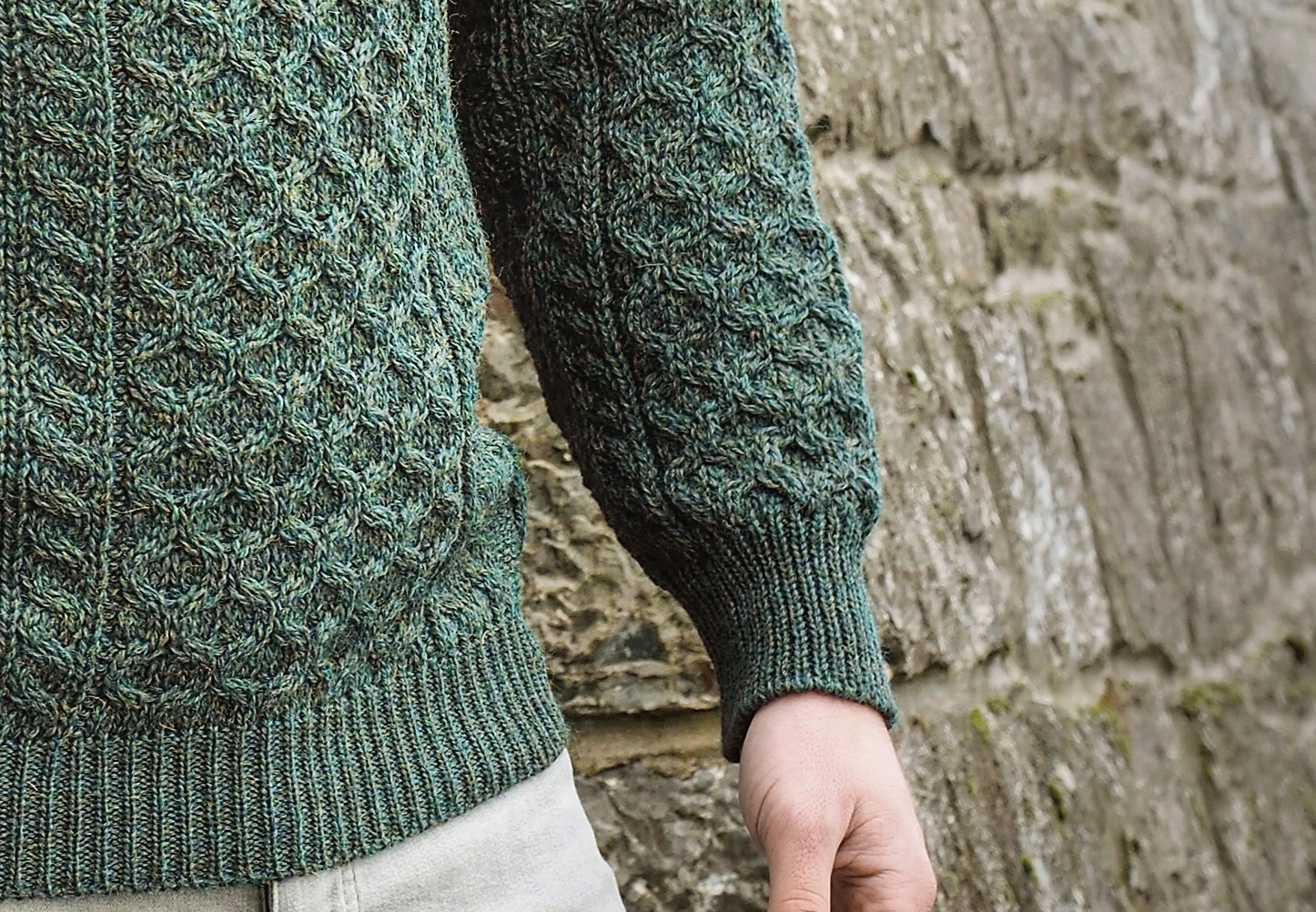 Pull Irlandais Vintage En Pure Laine – Taille L, Fait Main, Couleur Crème !