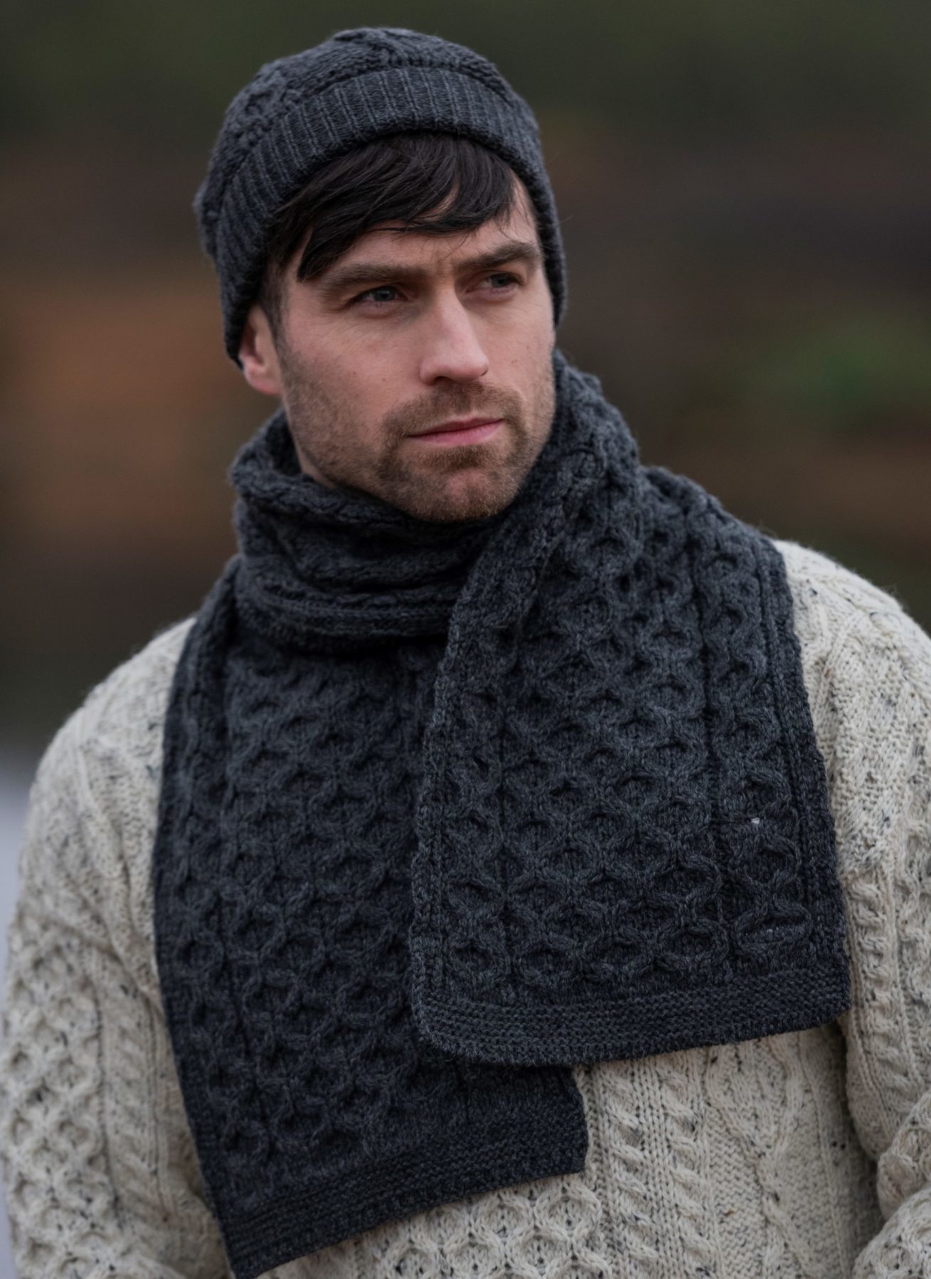 Écharpe Homme En Laine Mérinos - Tissée Main, 75x200 Cm, Commerce équitable - Châle Oversize Pour Hiver Et Voyage - 3
